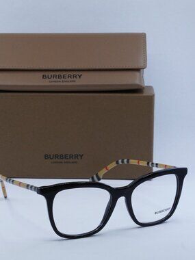 Burberry BE2390 3853 Square Eyeglasses 52mm - Black/Check Brown